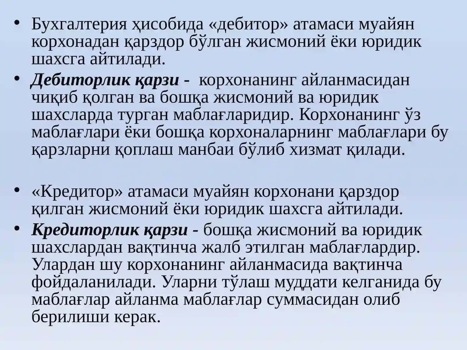 Debitorlik va kreditorlik qarzlarining tahlili 3