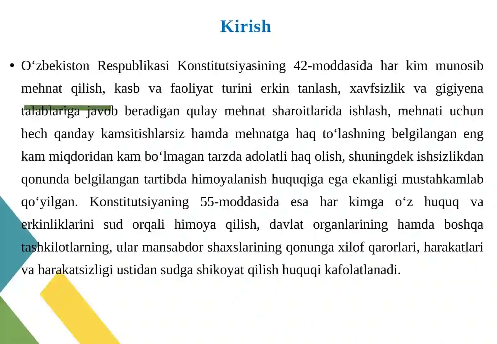 Mehnatga oid nizolarning huquqiy asoslari, taalluqliligi va sudlovliligi 3