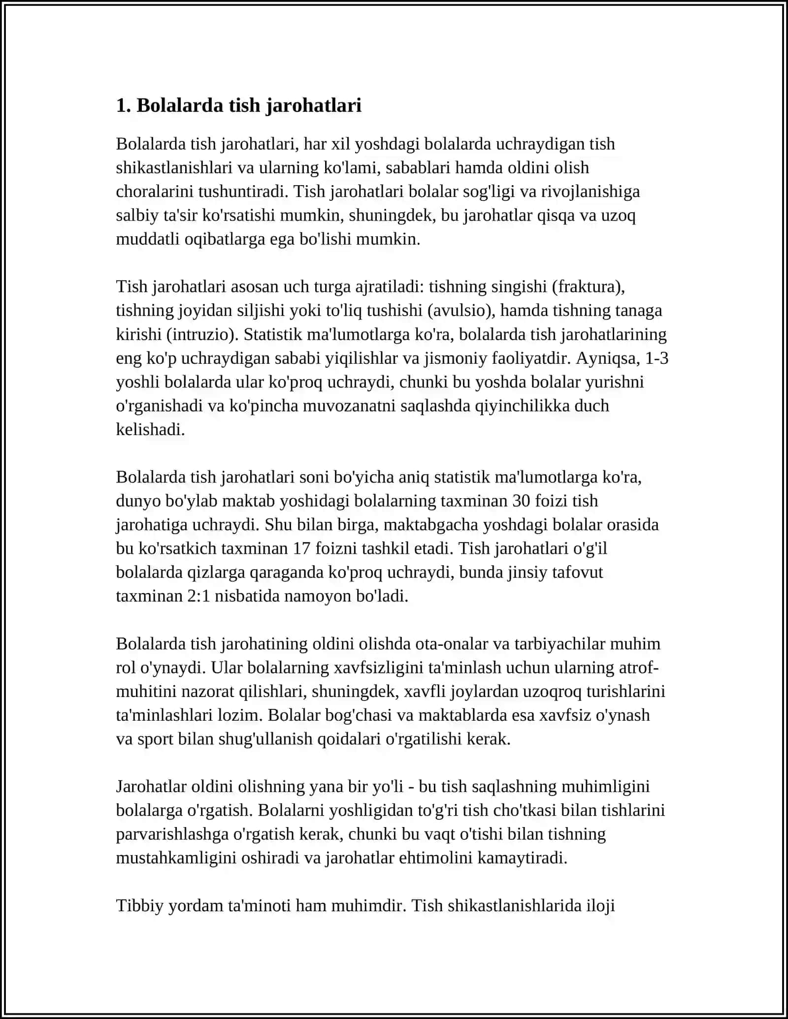 BOLALARDA YUZ JAGʻ SOHASIDAGI JAROHATLAR 3