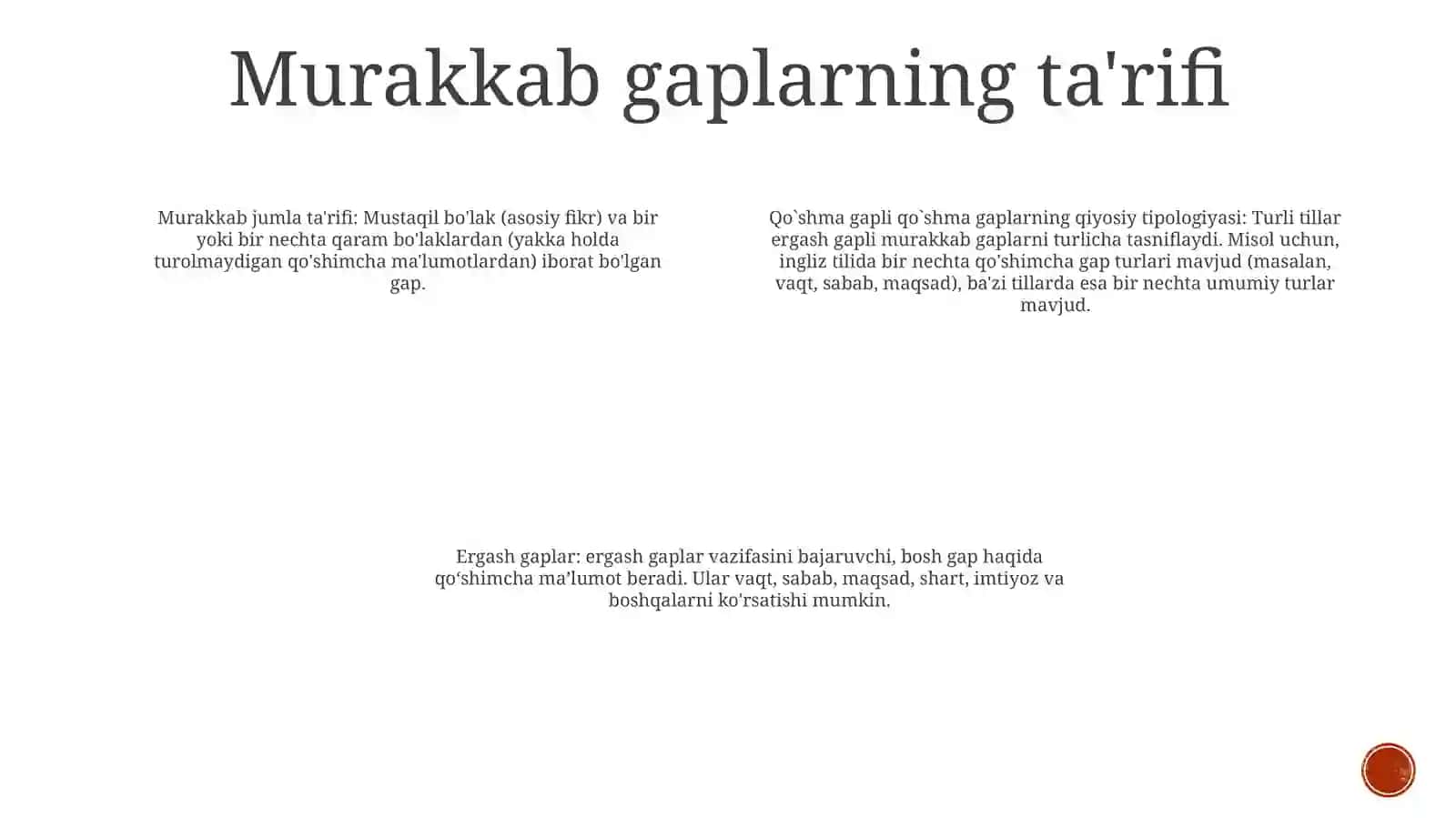 Murakkab gaplar jumlasining qo'shimcha ergash gaplar bilan taqqoslashi 3