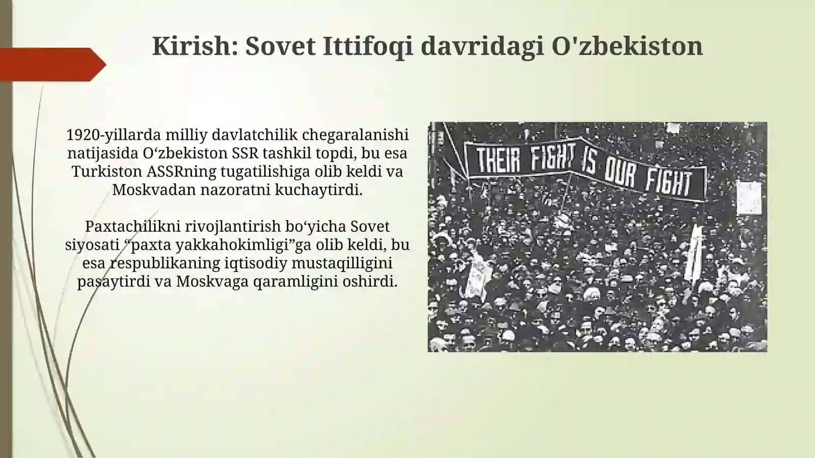 O'zbekiston Sovet ittifoqi davrida. Sovetlarning qatag'onlik siyosati va uning oqibatlari 3