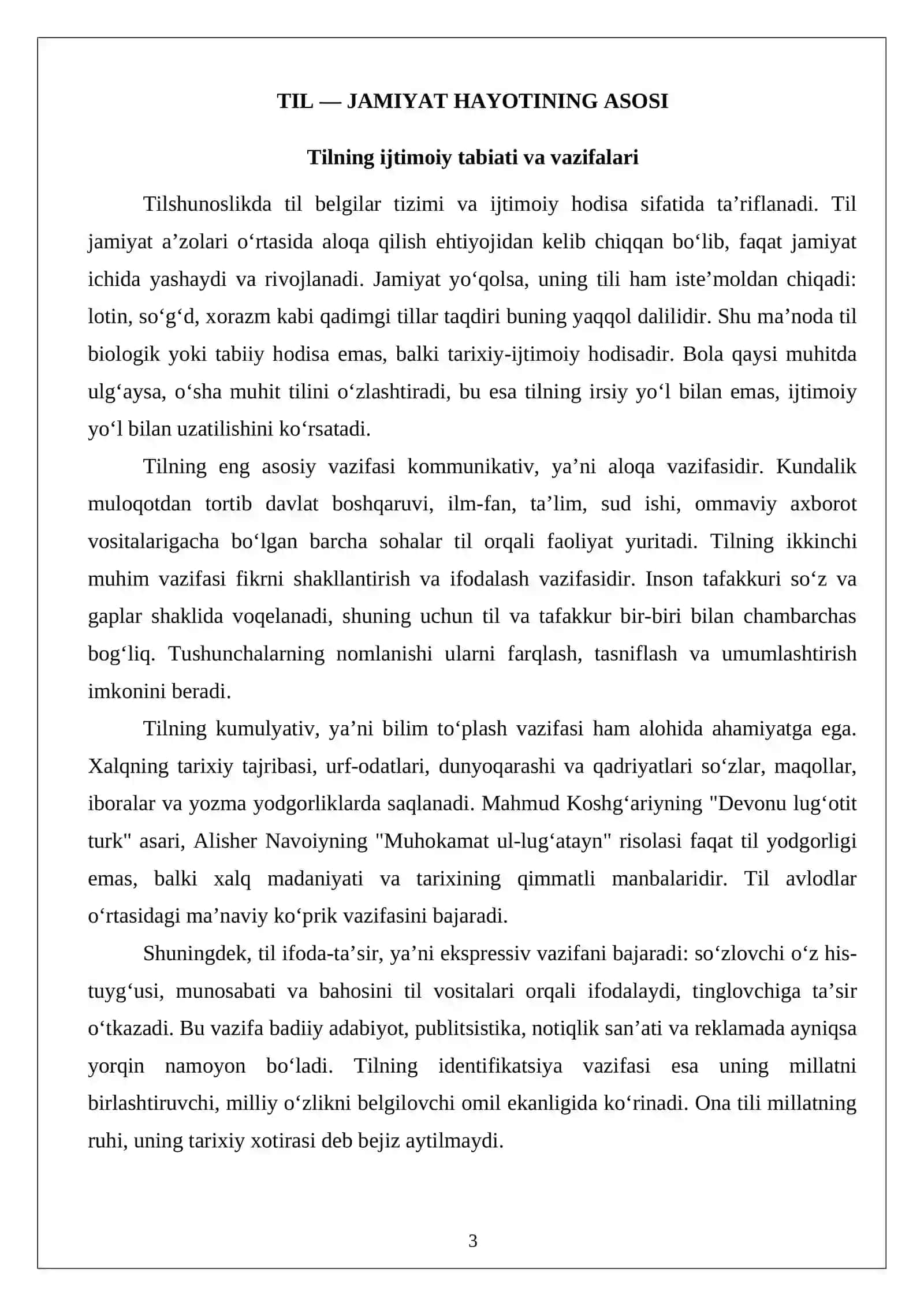 Tilning jamiyat hayotidagi o‘rni va zamonaviy neologizmlar 3