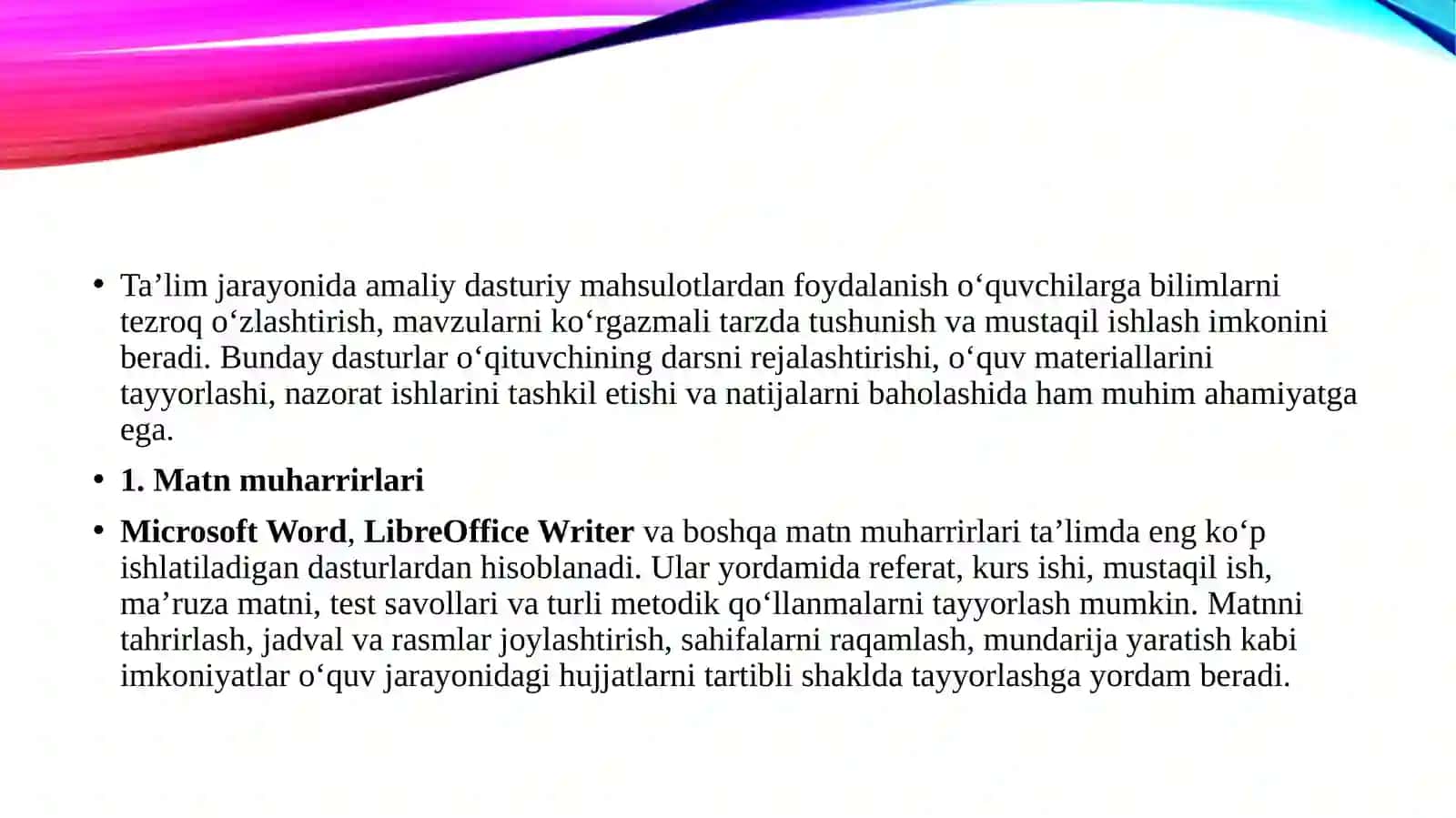 Ta'limda qo'llaniladigan amaliy dasturiy mahsulotlar 3