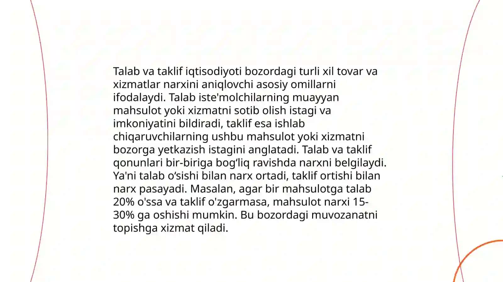 Talab va taklif nisbati hamda uning õzgarishi 3