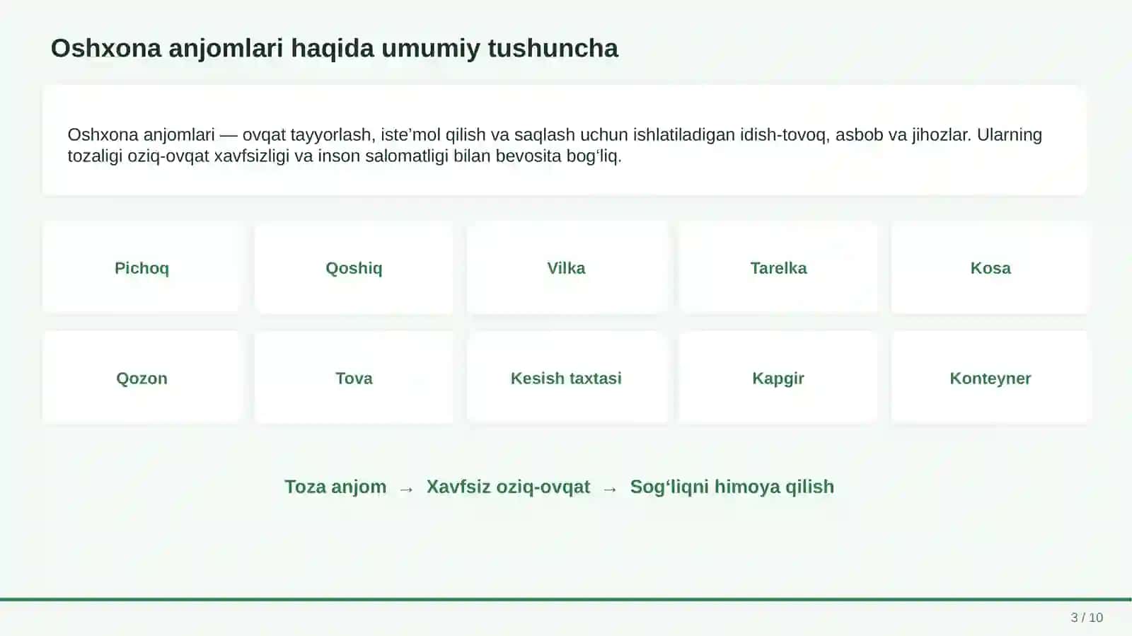 Oshxona anjomlari va ulardan gigiyenik foydalanish usullari 3