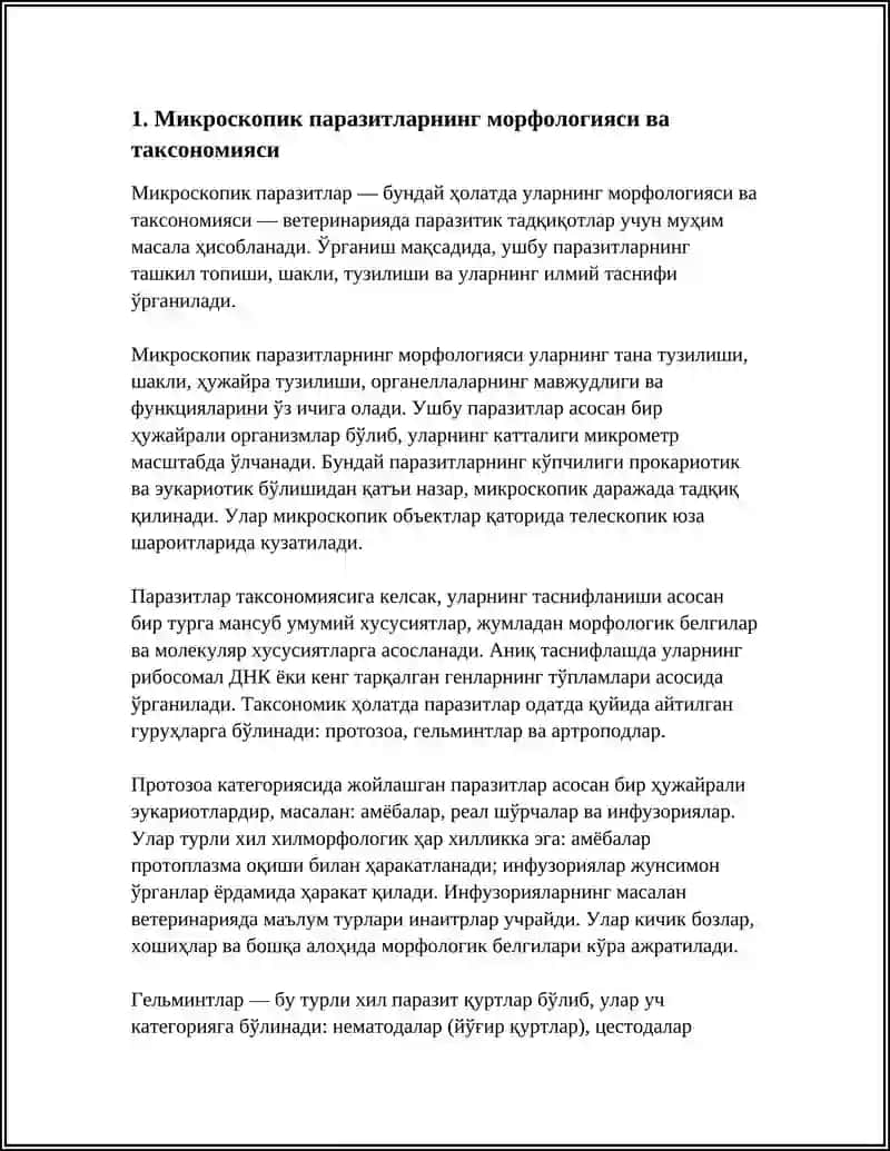 ВЕТЕРИНАРИЯДА ПАРАЗИТОЛОГИК ТАДКИКОТЛАР МИКРОСКОПИК ТАХЛИЛ ВА ДИАГНОСТИКА УСУЛЛАРИНИ ТАКОМИЛЛАШТИРИШ 3