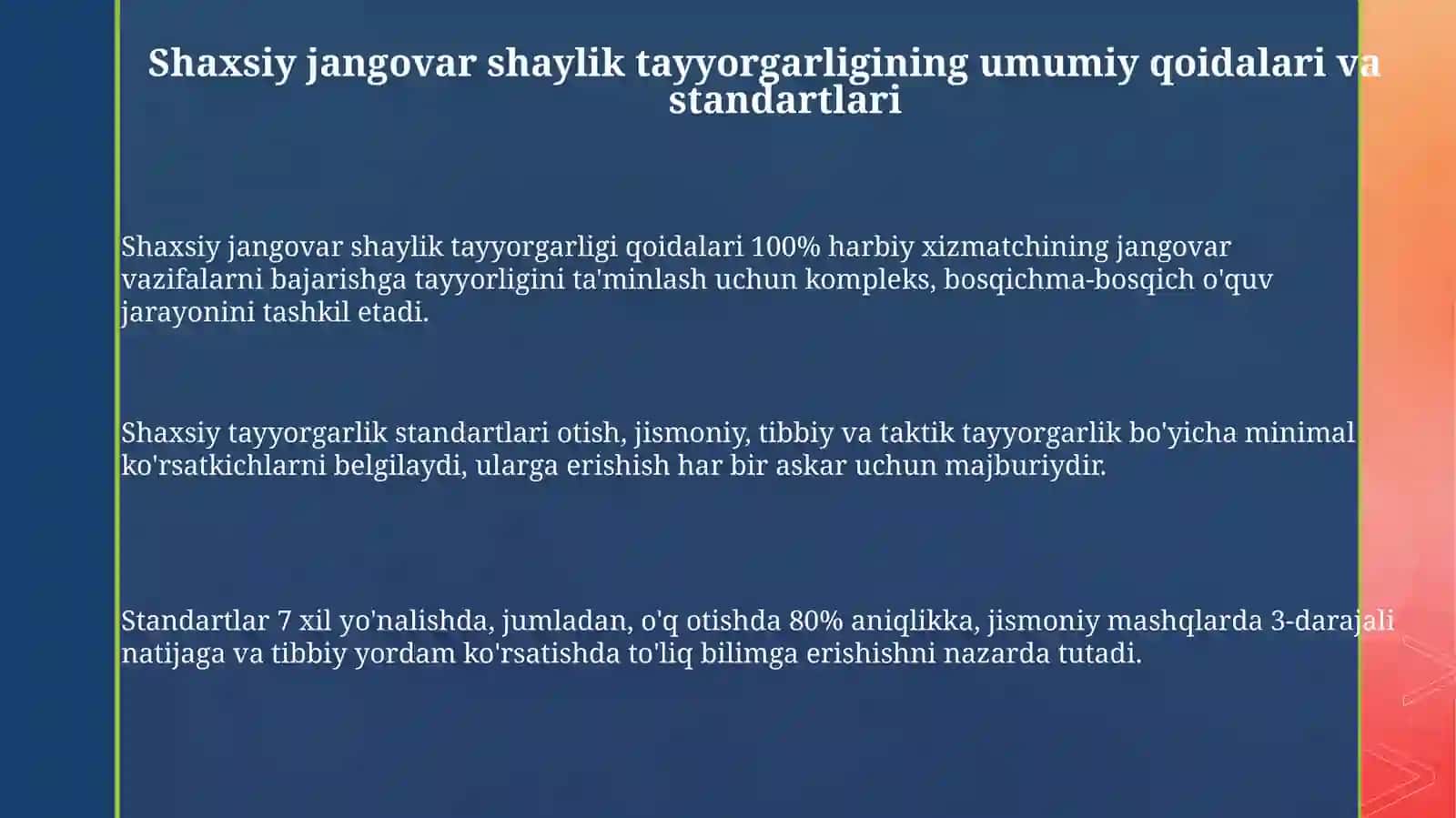 Shaxsiy jangovar shaylik tayyorgarligi 3