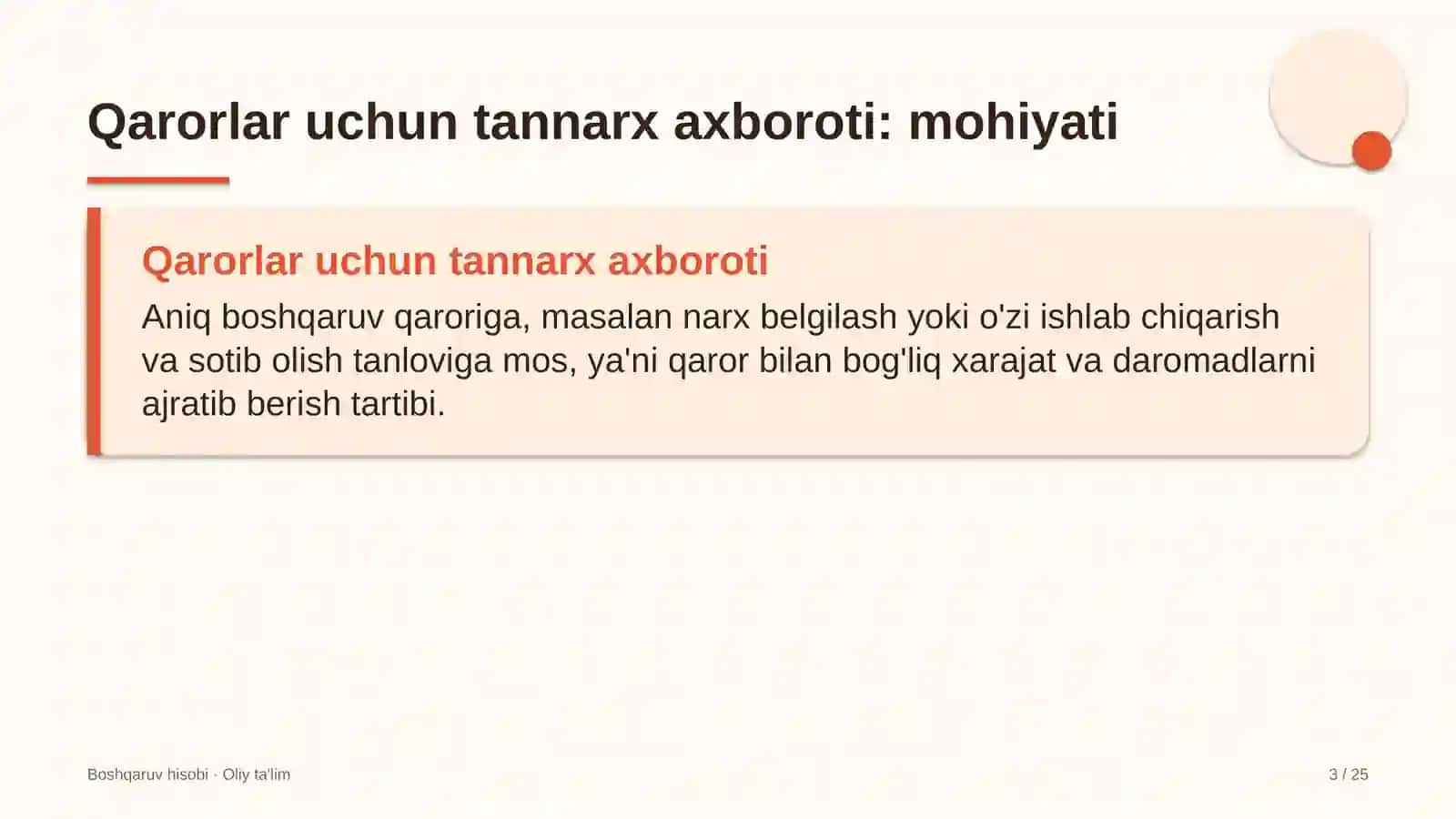 optika salonlarida boshqaruv qarorlari uchun tannarx axborotini tayyorlash 3320 3