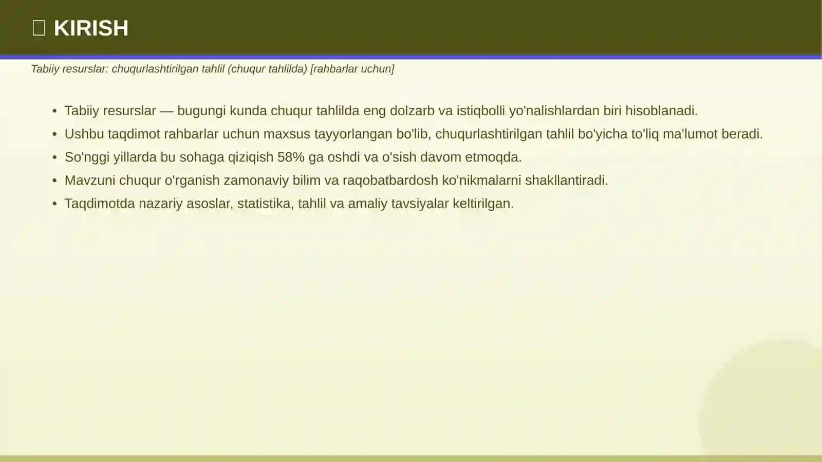 Tabiiy resurslar: chuqurlashtirilgan tahlil (chuqur tahlilda) [rahbarlar uchun] 3