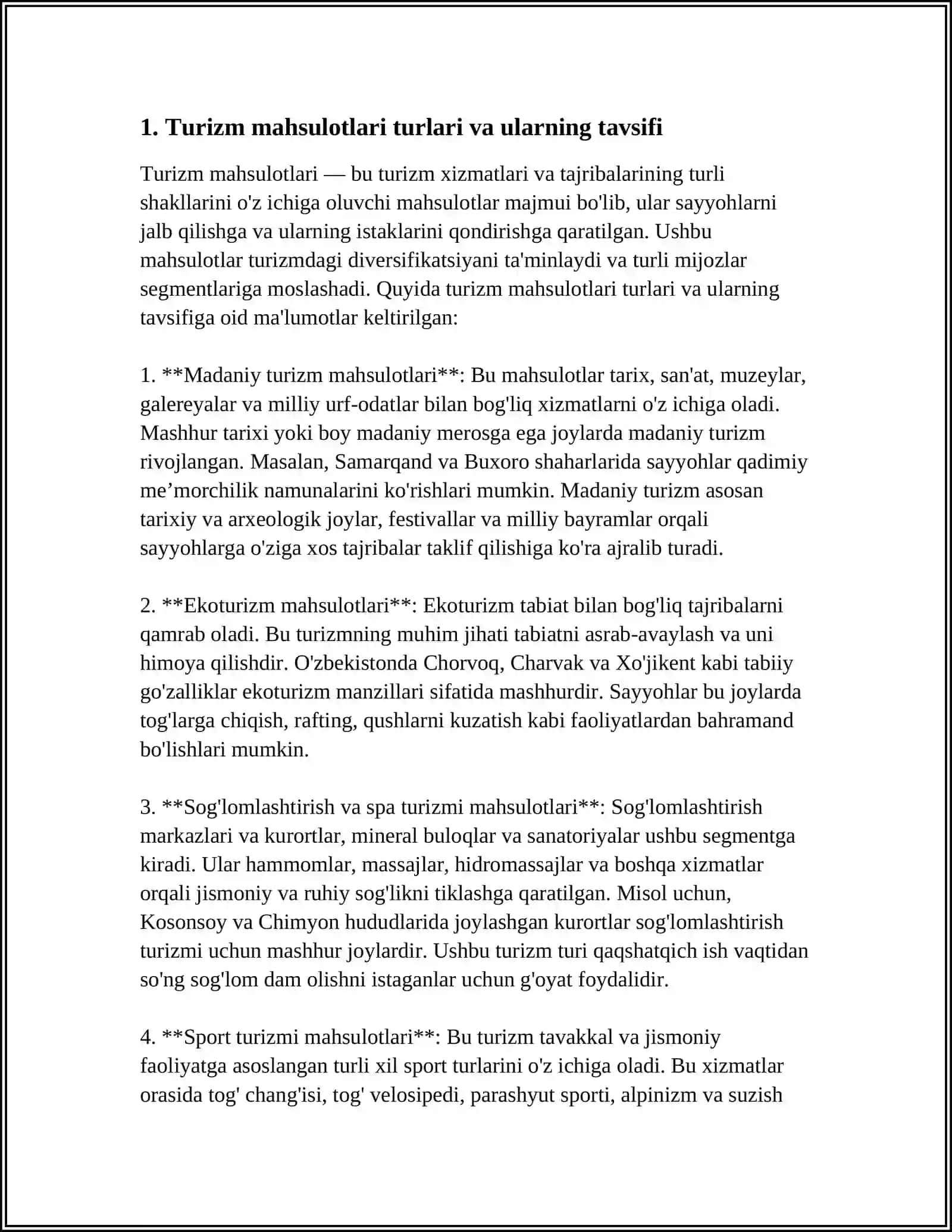 TURIZM VA TUR MAHSULOTLARI ISHLAB CHIQARISH HOLATI 3