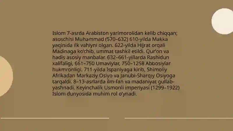 Islom dini haqida maʼlumot 3