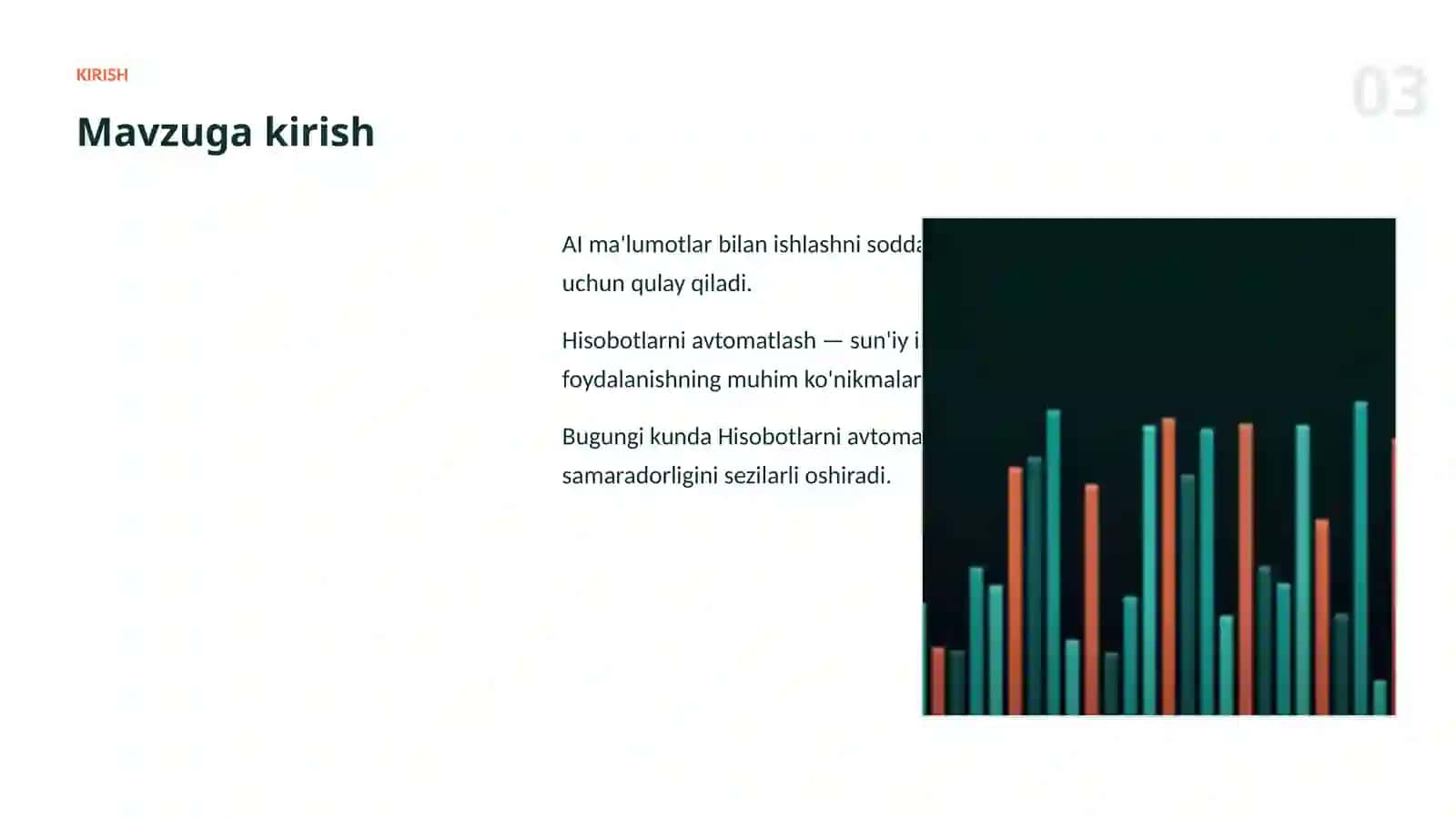 AI MA'LUMOTLAR BILAN ISHLASH 3