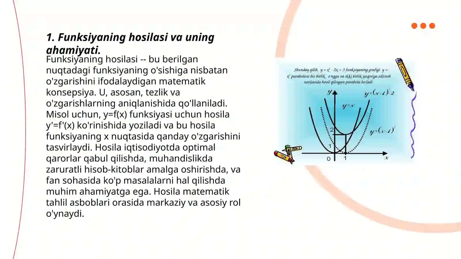 Funksiyaning oʻsishi va kamayishi 3