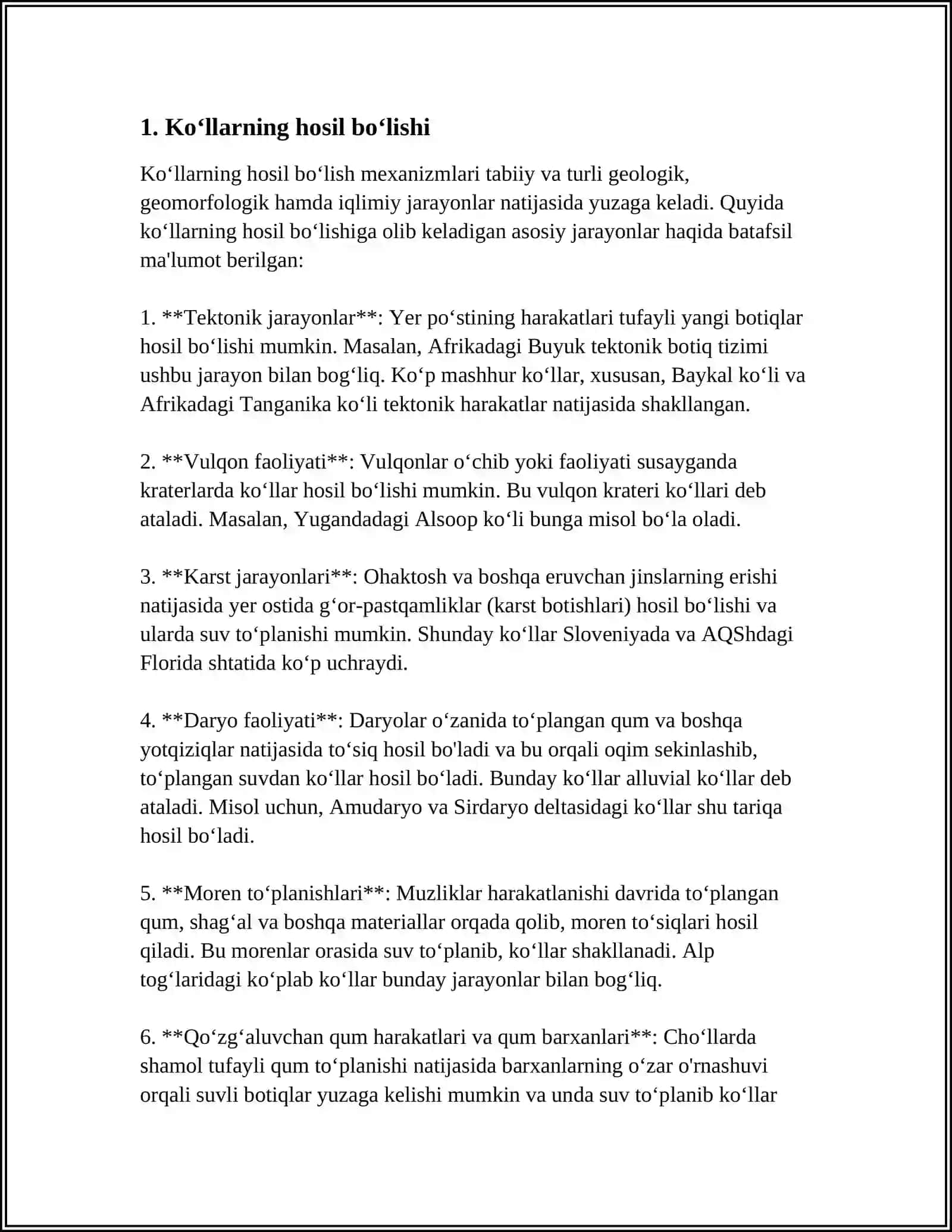 KOʻL VA BOTQOQLIKLARNING GEOLOGIK ISHI. DENGIZLARNING GEOLOGIK ISHI 3