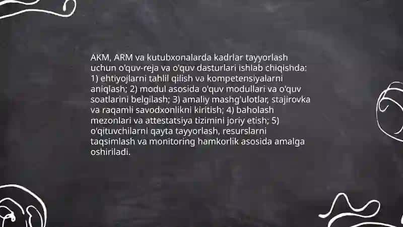 AKM ARM va Kutubxonalarda kadrlar tayyorlash 3