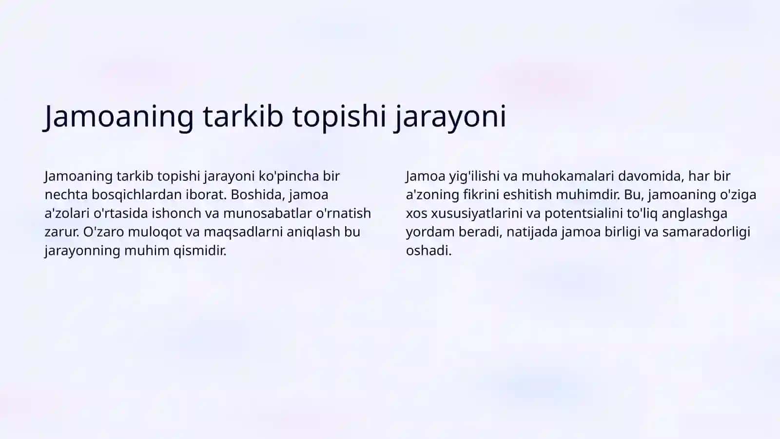 Jamoaning tarkib topishi va rivojlanish bosqichlari 3
