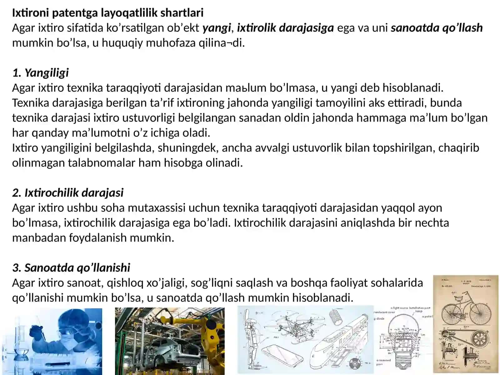 Sanoat namunasining patentga layoqatlilik shartlari 3