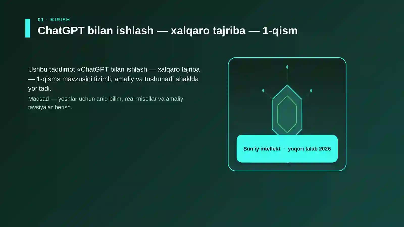 ChatGPT bilan ishlash — xalqaro tajriba — 1-qism 3