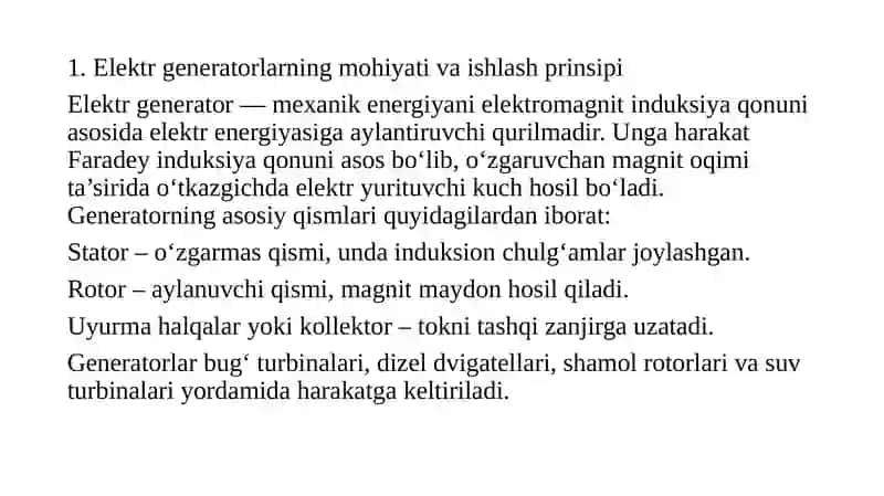 Elektr generatorlar 3