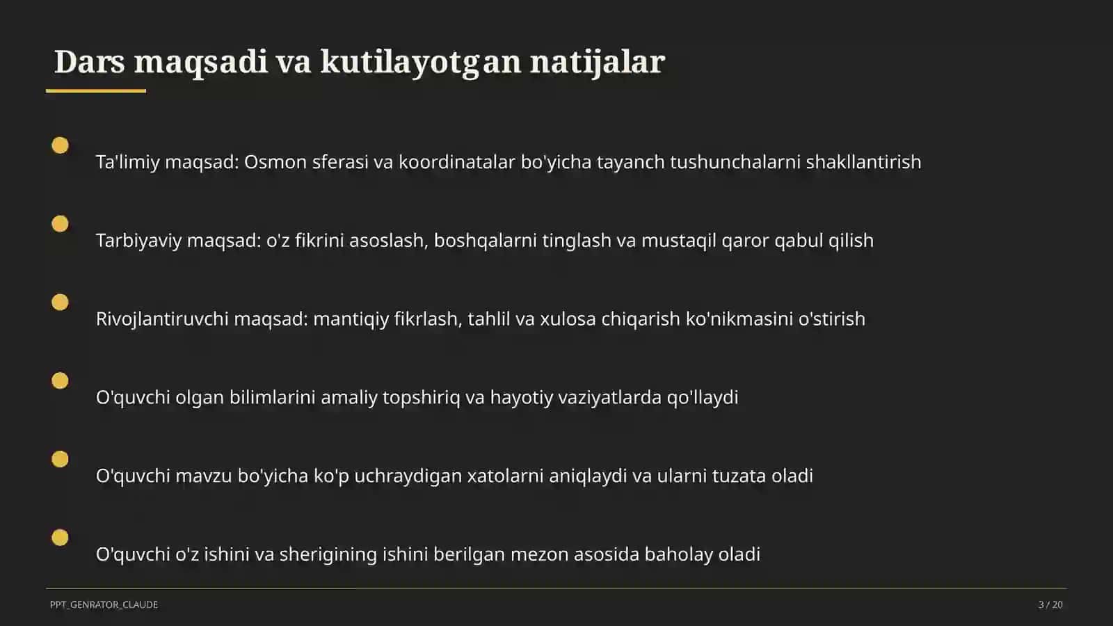 Osmon sferasi va koordinatalar (10-sinf) 3