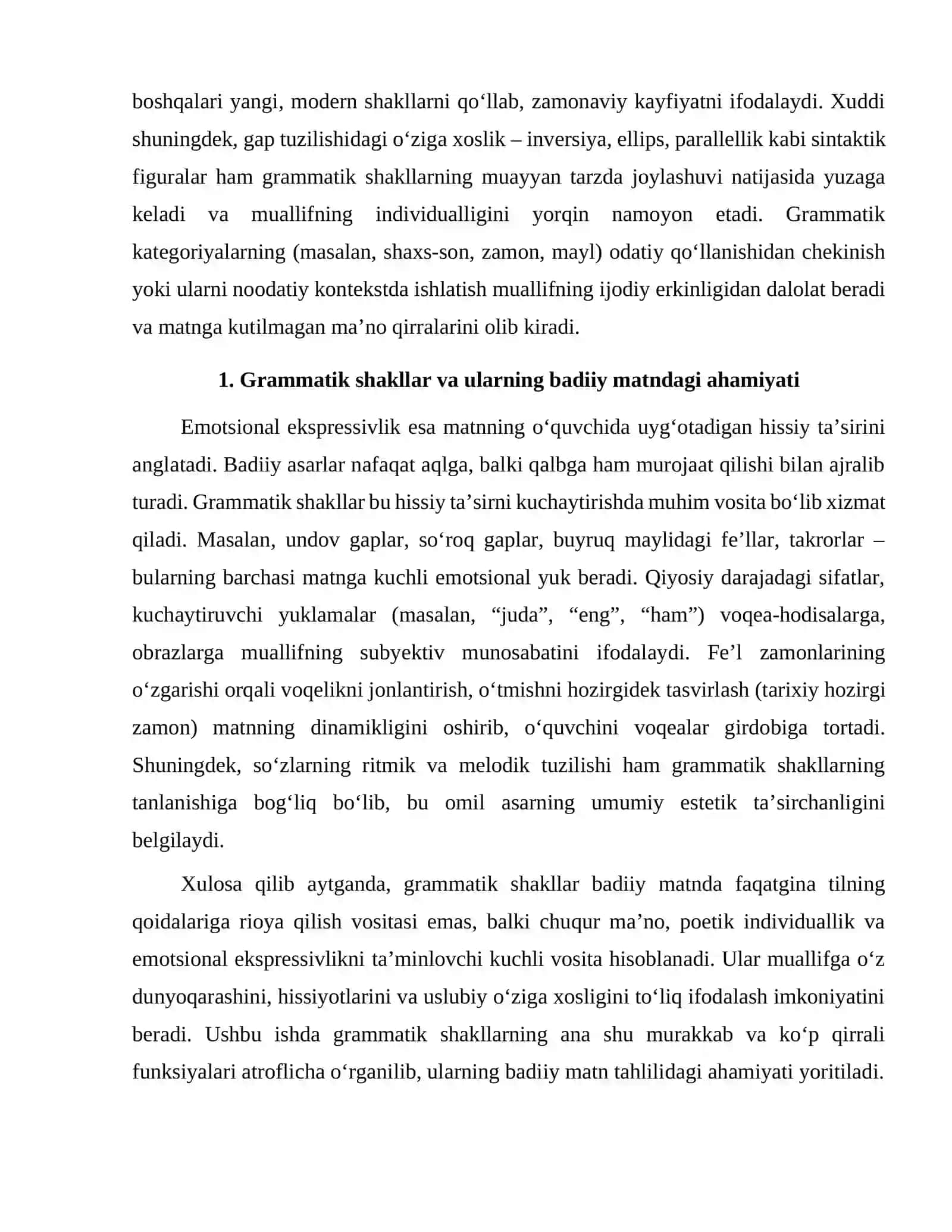 Grammatik shakllarning poetik individuallik, emotsional ekspressivlikni ta'minlashdagi o'rni 3