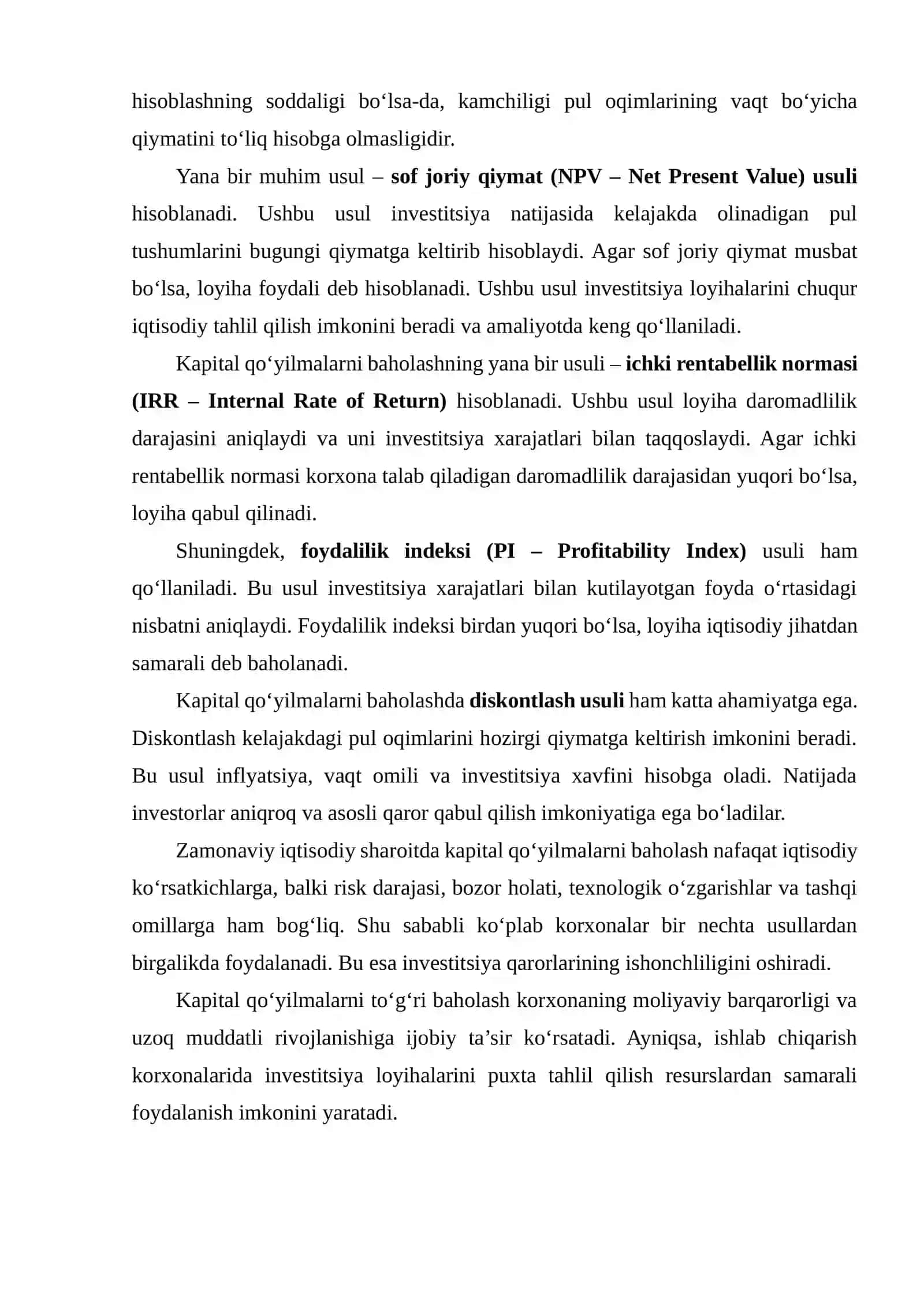 Kapital qo‘yilmalarni baholash usullari 3