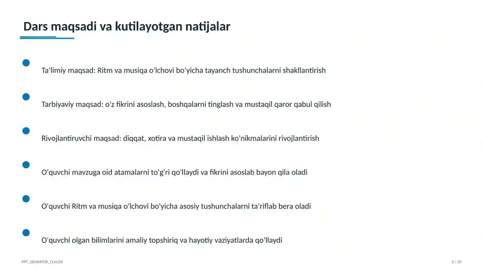 Ritm va musiqa o'lchovi (3-sinf) 3