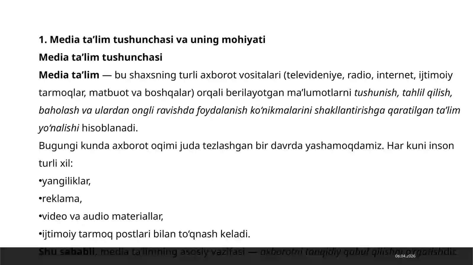 Mediata’limning asosiy mazmuni 3