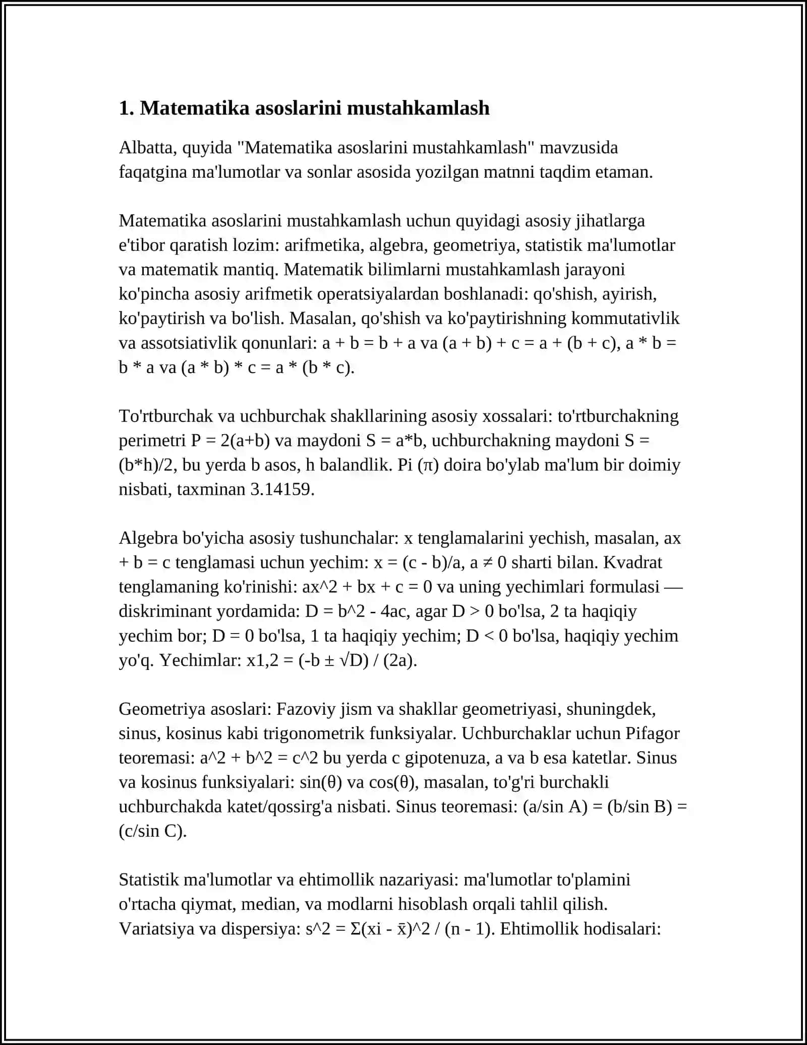O‘ZBEKISTON RESPUBLIKASI OLIY TA’LIM FAN VA INNOVATSIYA VAZIRLIGI REFERAT - BOSHLANGʻICH SINFDA MATEMATIKADAN IQTIDORLI OʻQUVCHILAR BILAN ISHLASH 2024-2025-o'quv yili 3
