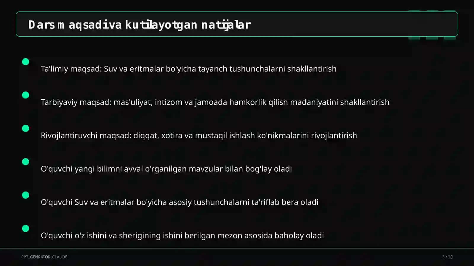 Kimyo (7– 11) — takrorlash darsi uchun 3