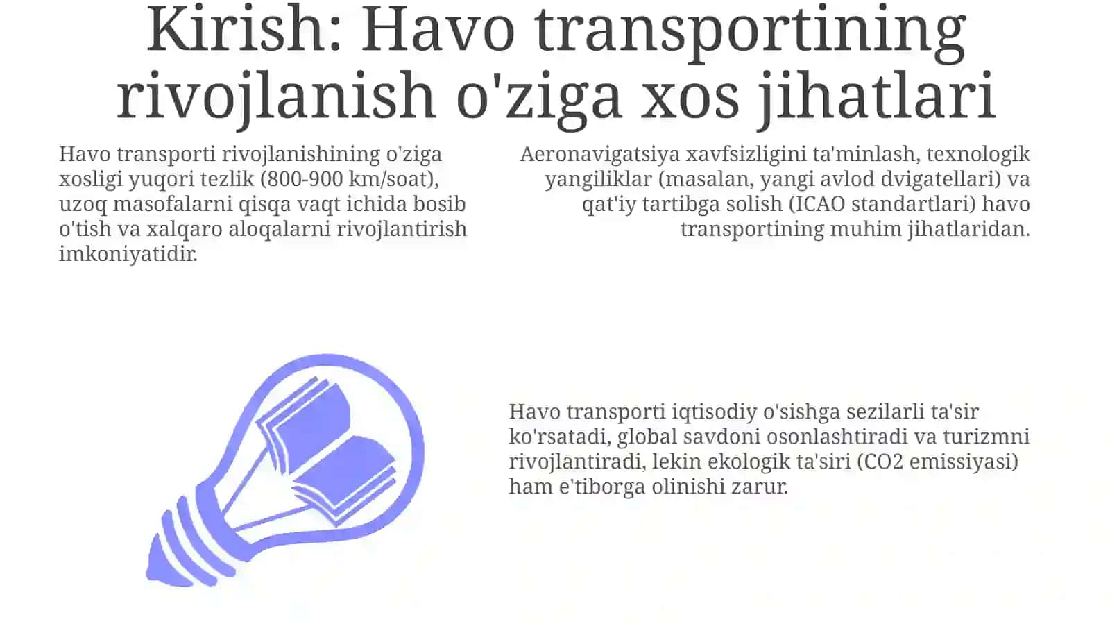 Havotransportining rivojlanish o'ziga xos jihatlari 3