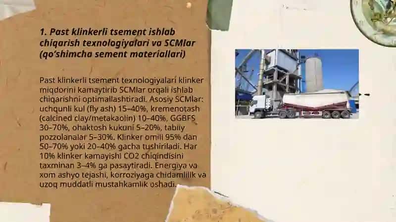 Energiya va resurs tejamkor ekologik toza sement tayyorlash texnologiyalari 3