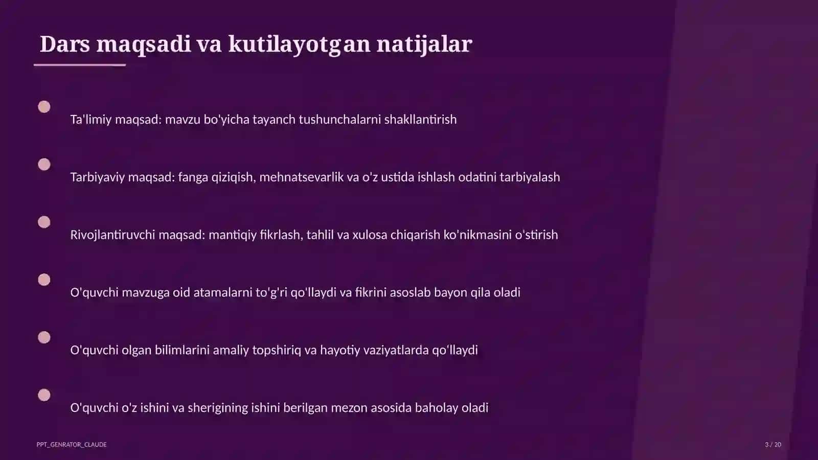 Dolzarb mavzular — maktab va o'qituvchilar (2026) — o'quvchilar uchun 3