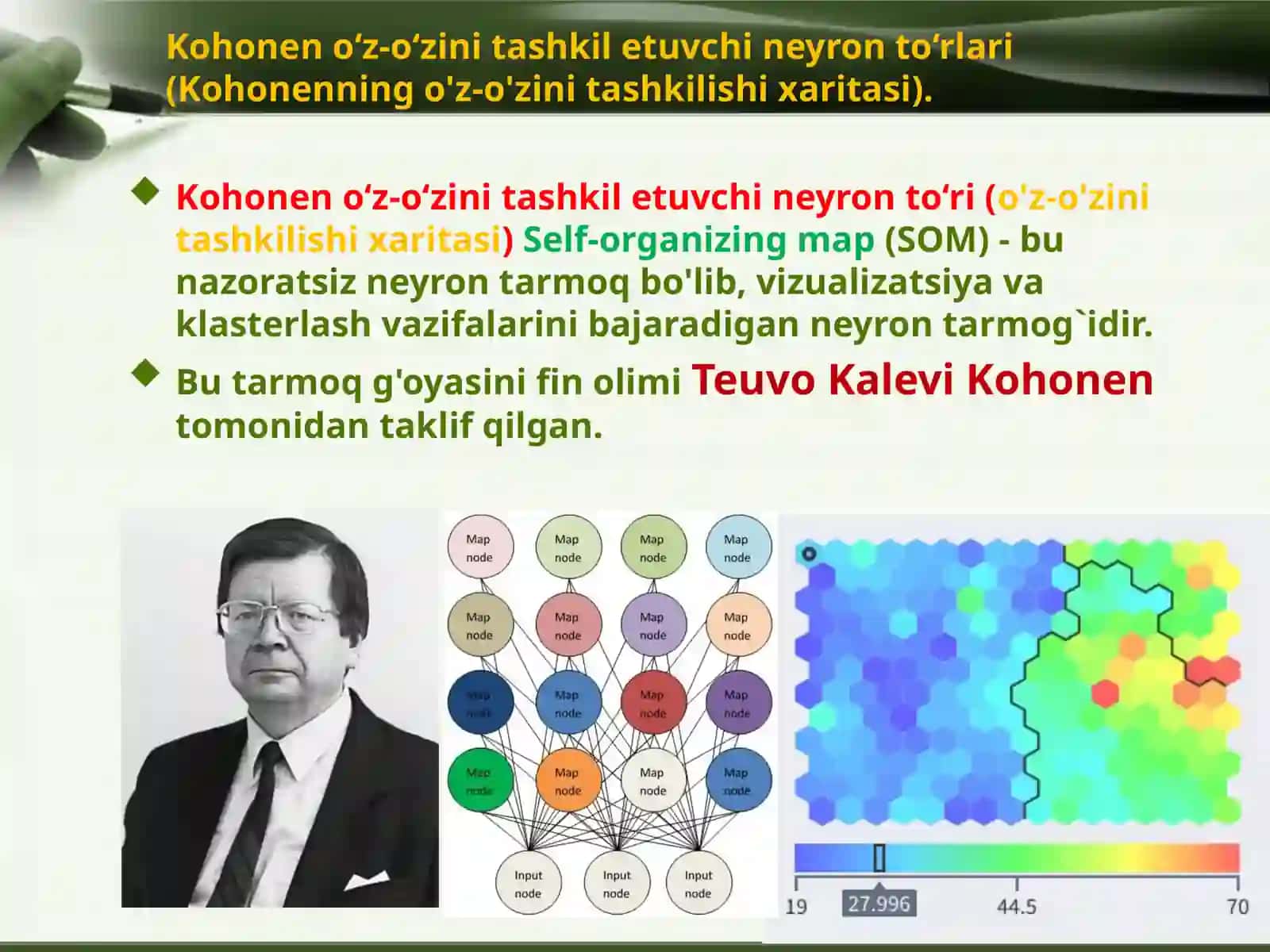 Kohonen o‘z-o‘zini tashkil etuvchi neyron to‘rlari (Kohonenning o'z-o'zini tashkilishi xaritasi) 3