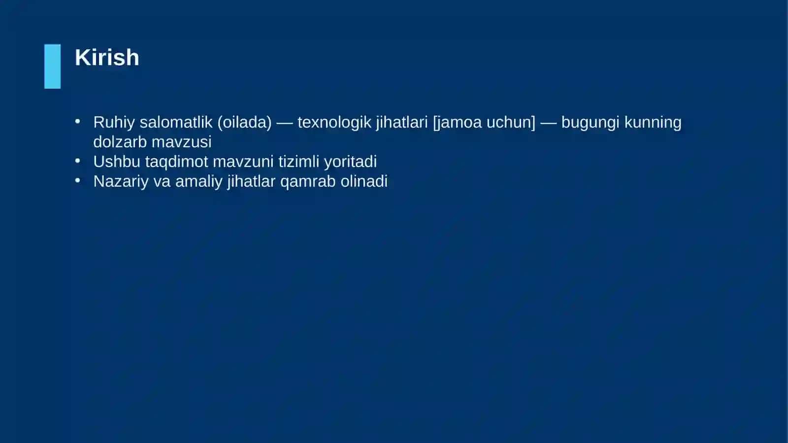 Ruhiy salomatlik (oilada) — texnologik jihatlari [jamoa uchun] 3