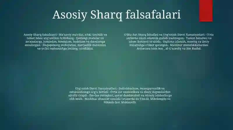 O'Rta Asr Sharq Falsafasi Va Uyg'Onish Davri Xususiyatlari 3