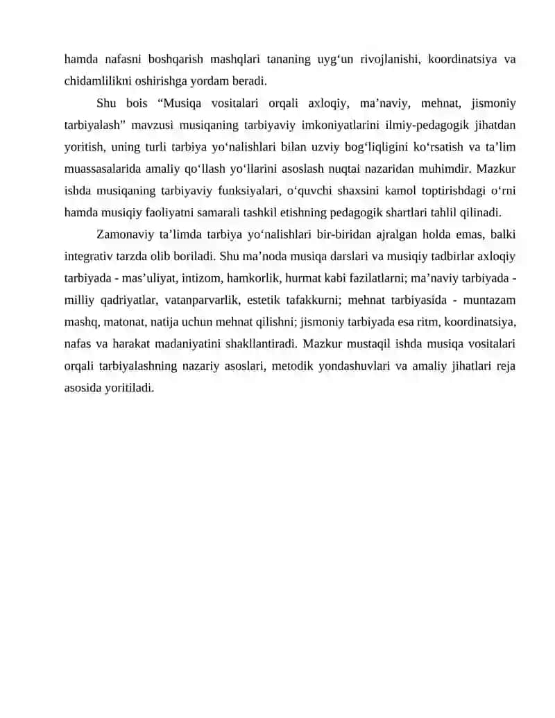 Musiqa vositalari orqali axloqiy, maʼnaviy, mehnat, jismoniy tarbiyalash 3