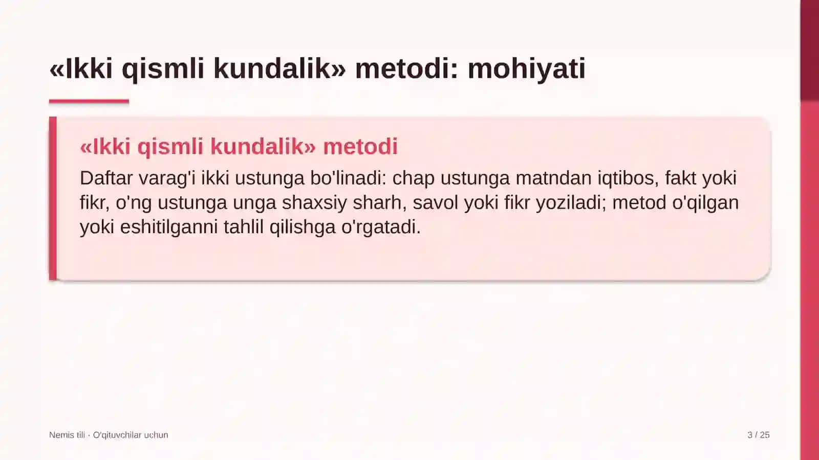 nemis tili darslarida ikki qismli kundalik metodidan foydalanish 5993 3