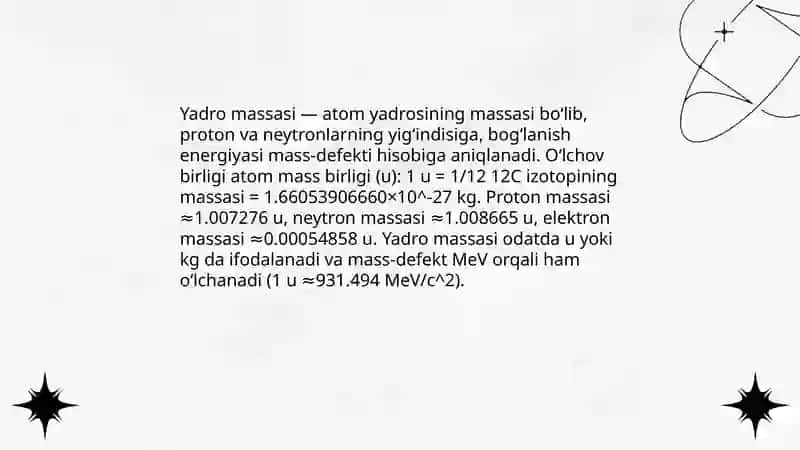 Yadro massasi va uni oʻlchash usullari 3