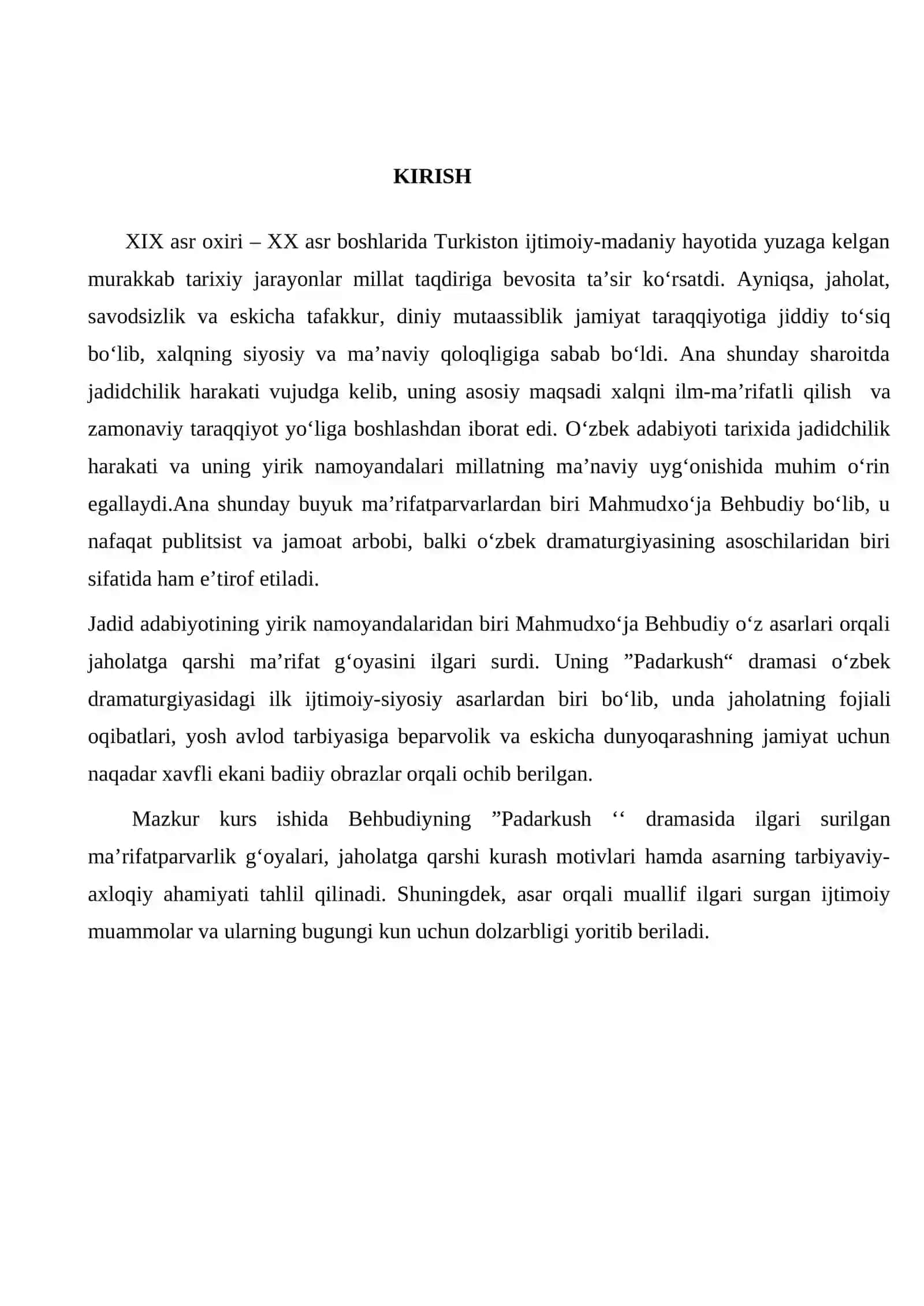 Mahmudxo‘ja Behbudiyning “Padarkush” dramasida ma’rifatparvarlik motivlari 3
