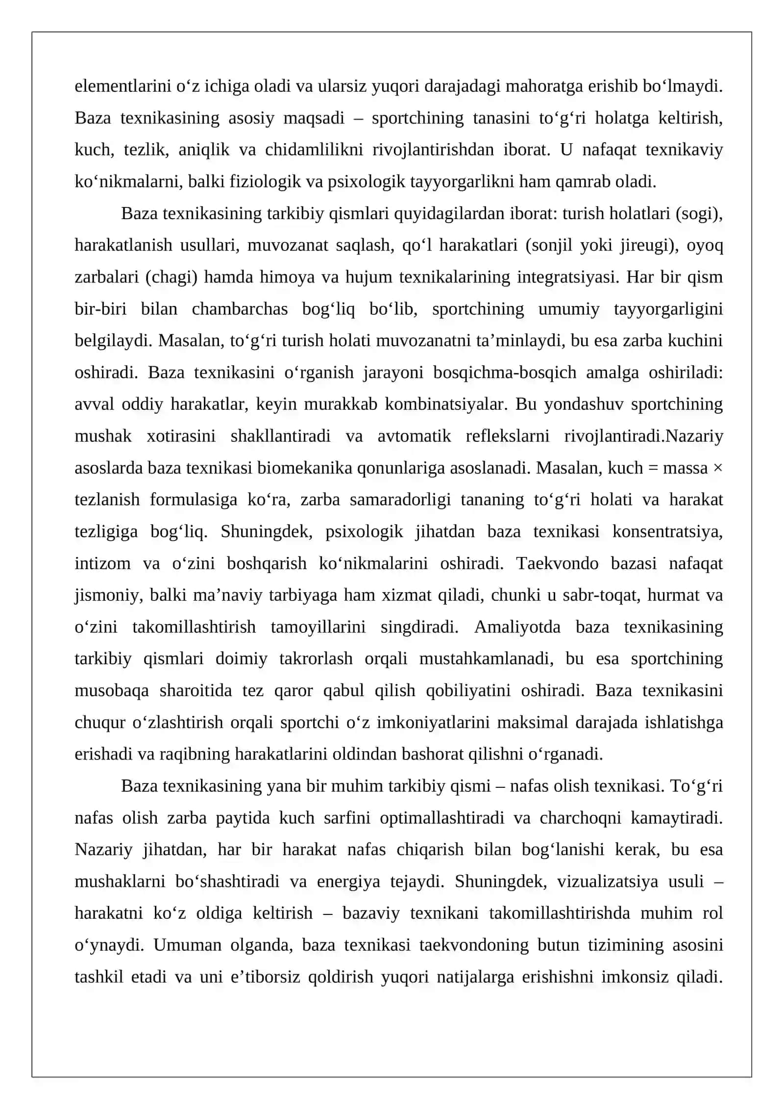 Taekvondoda asos sifatidagi (baza) texnika 3