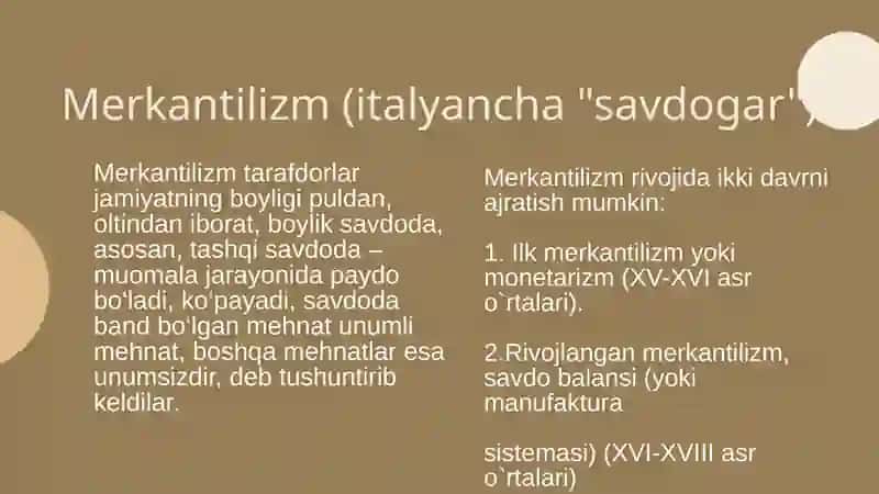 MERKANTILIZM VA KLASSIK SIYOSIY IQTISOD MAKTABLARI 3