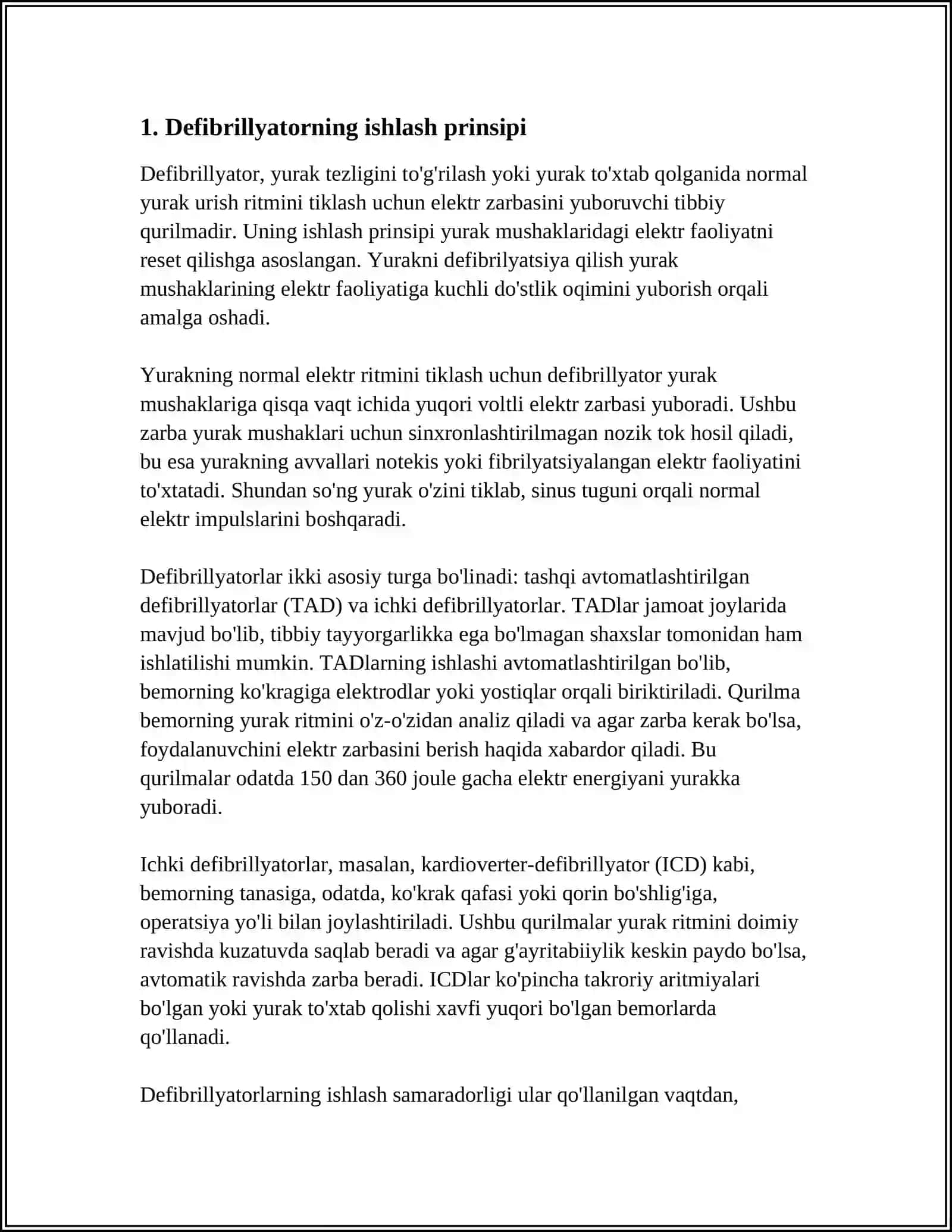 DIFIBRILLYATORLAR VA ULARNING ISHLASH PRINSIPLARI.SIPROGRAFIYA APARATINI TUZILISHI ISHLASH PRINSPI VA TIBBIYOTDA QOLLANILISHI 3
