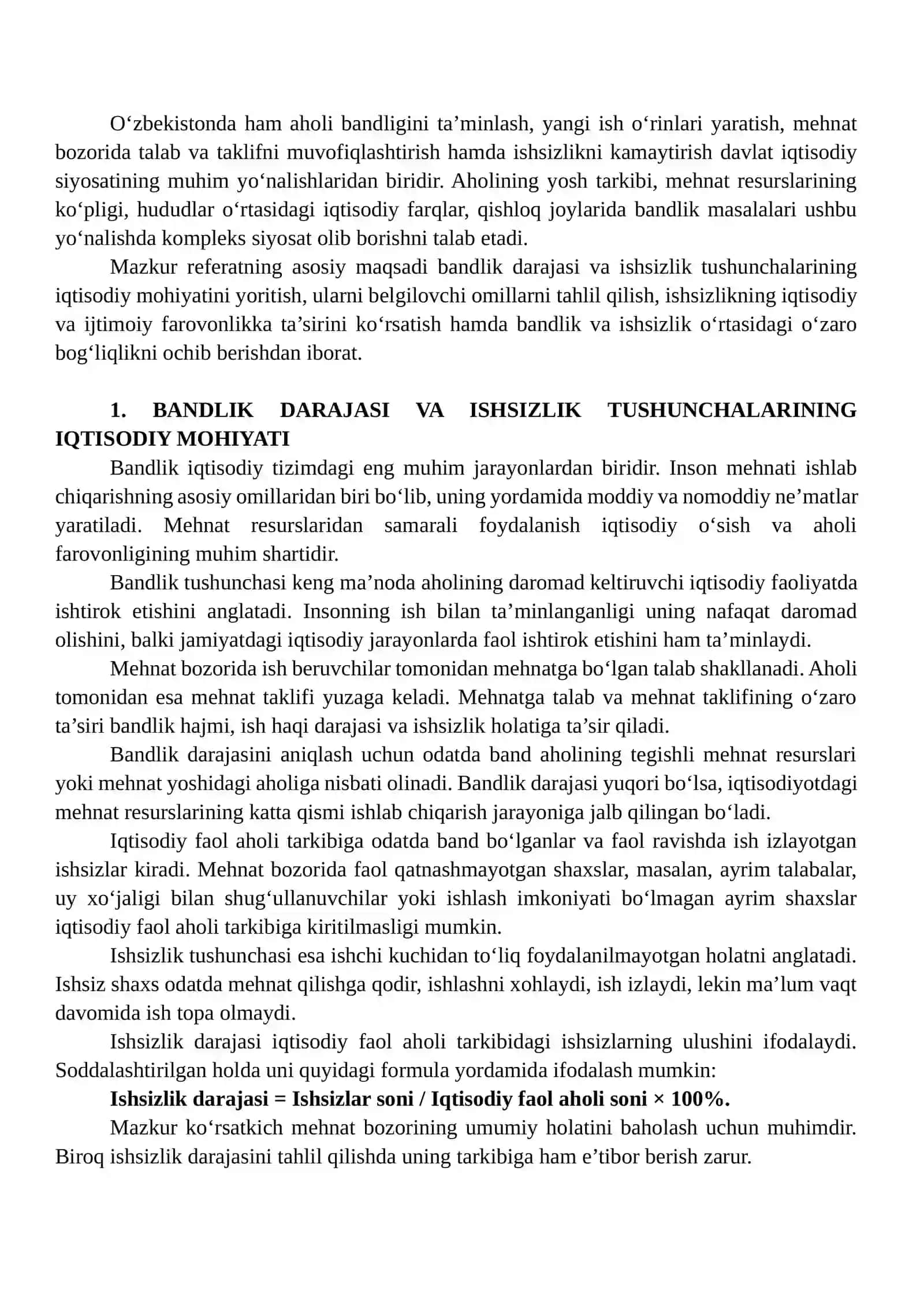 Bandlik darajasi va ishsizlik — iqtisodiy farovonlikka ta’sir qiluvchi muhim ko‘rsatkichlar 3