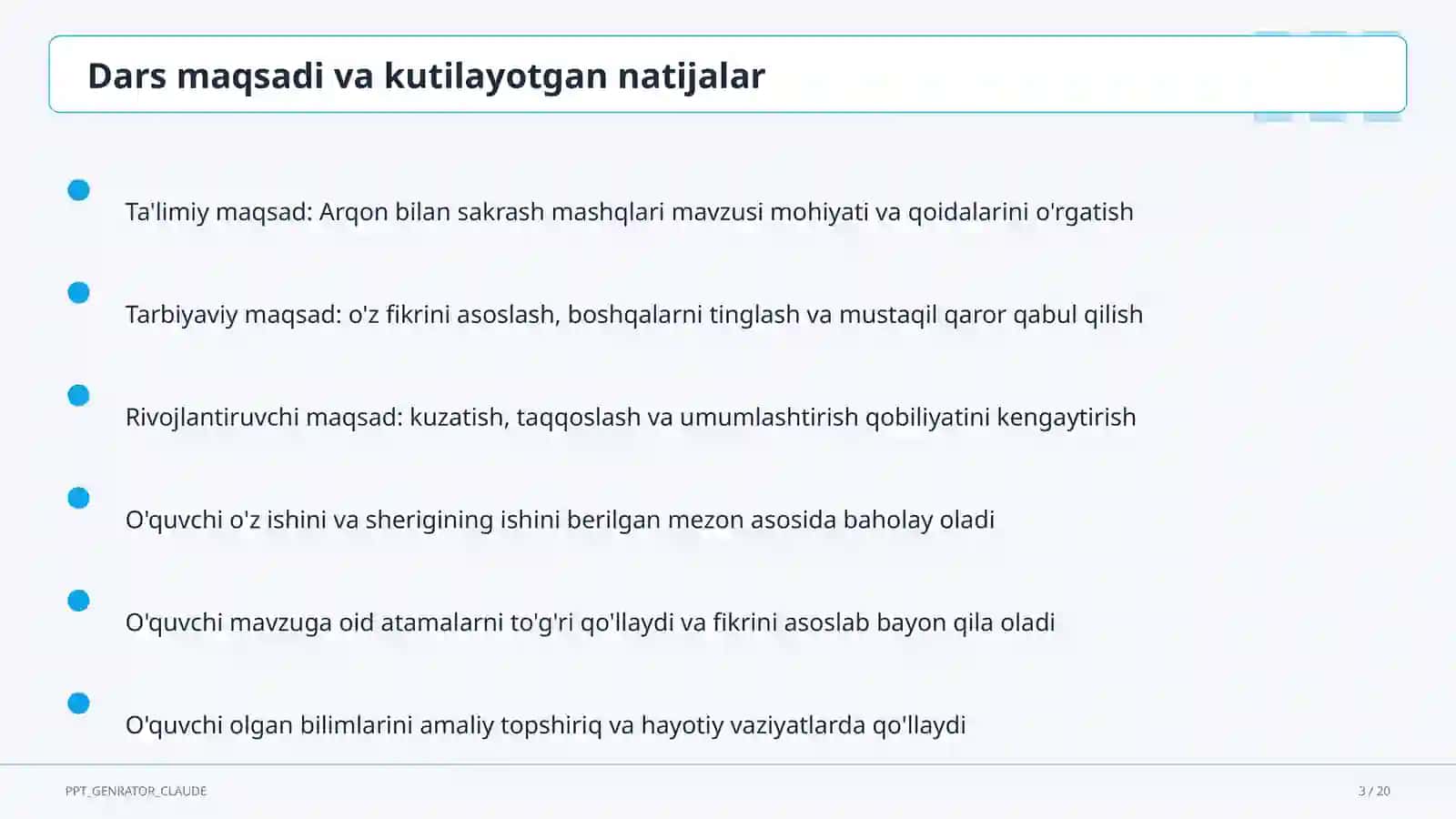 Arqon bilan sakrash mashqlari (3-sinf) 3