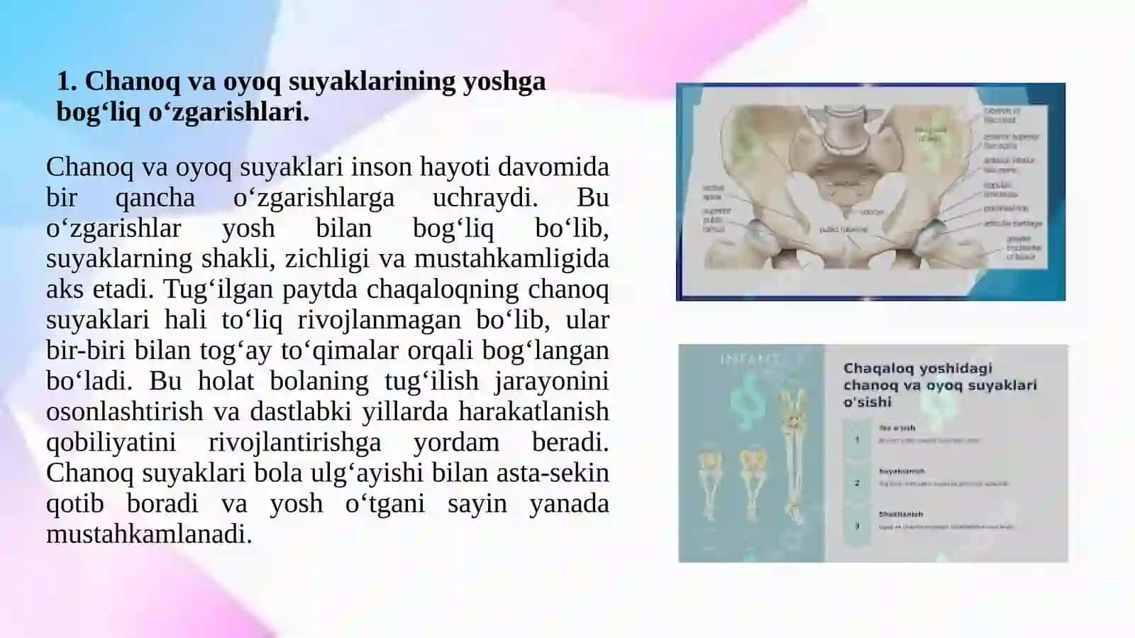 Chanoq va oyoq suyaklarining yoshgan isbatan xususiyatlari 3
