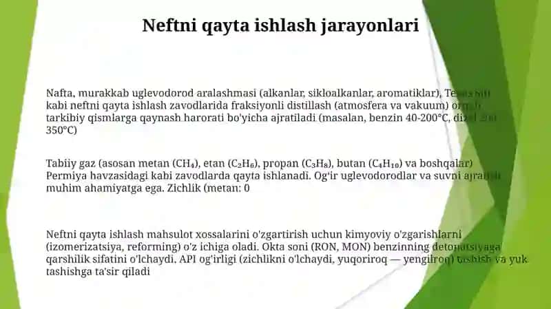Neftvagazlarning kimyoviy tarkibi va fizik xossalari 3