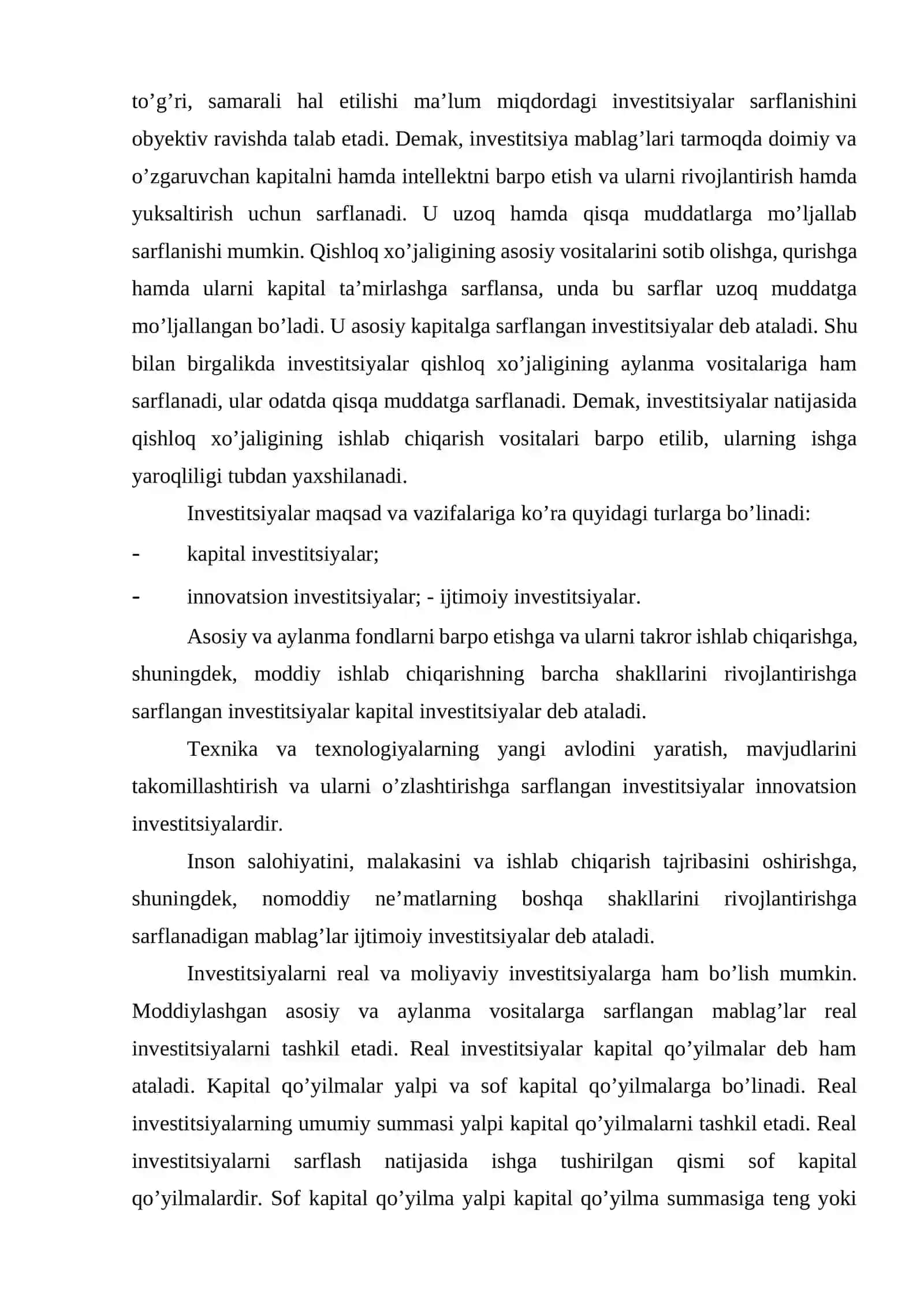 Qishloq xo’jaligida investitsiyalar va ulardan foydalanish samaradorligi 3
