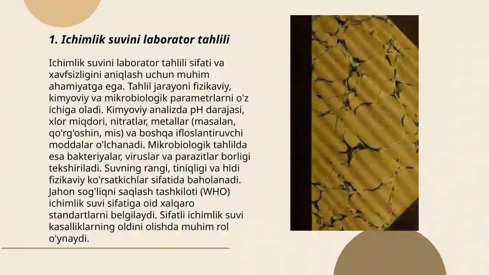 Ichimlik suvining sifatini (epidemiologik va parazitalogik koʻrsatkichlarini) labarator tahlili 3
