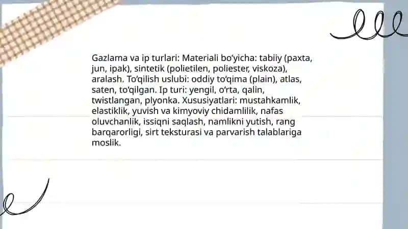 Gazlama va ip turlari 3